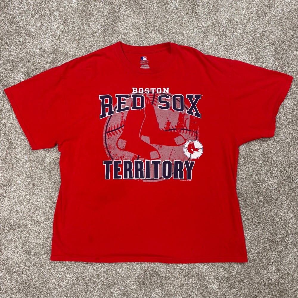 Boston Red Sox Graphic Tee Mens 2XL Y2K Red Baseball Genuine Merchandise MLB